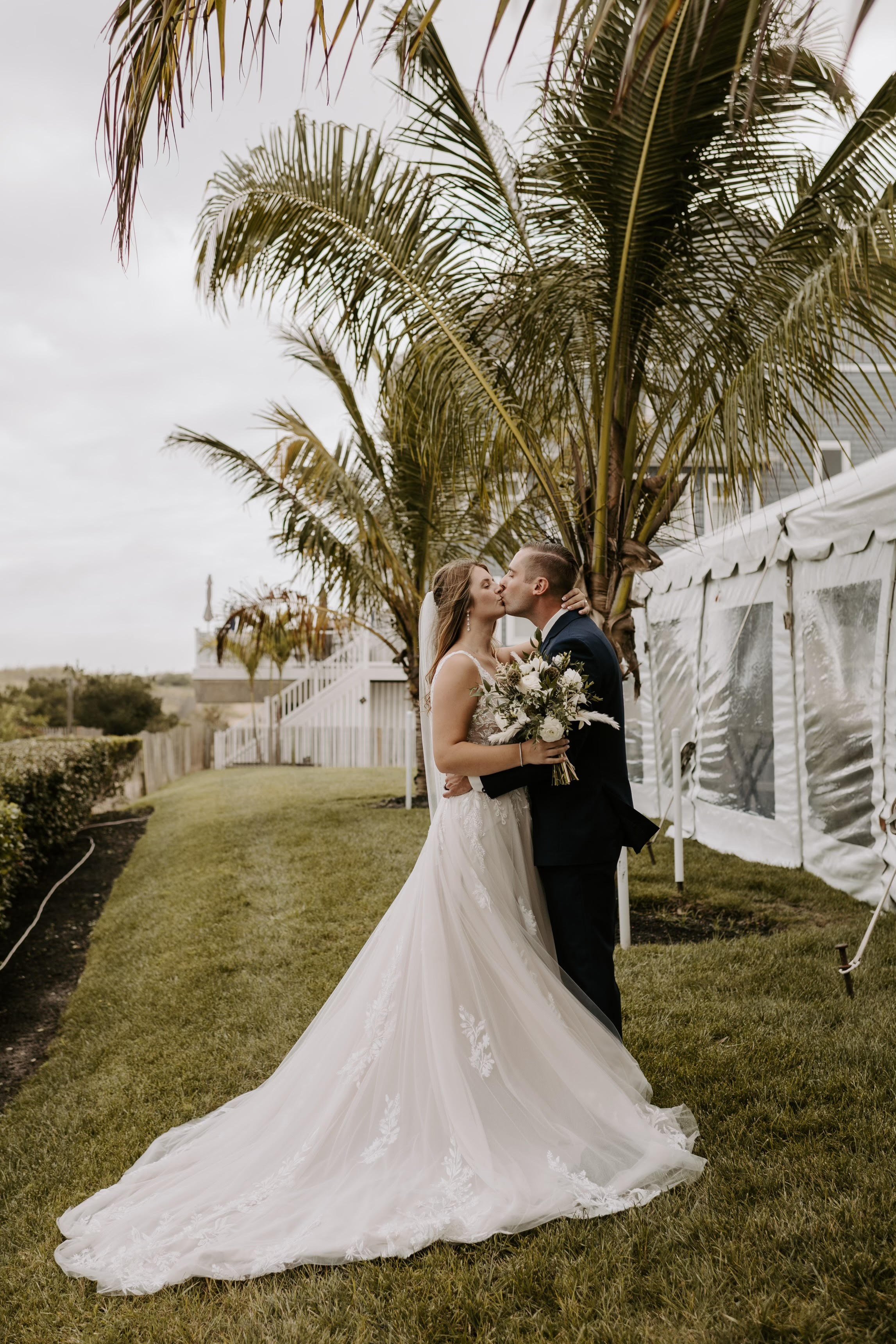 Wedding party beach ceremony style